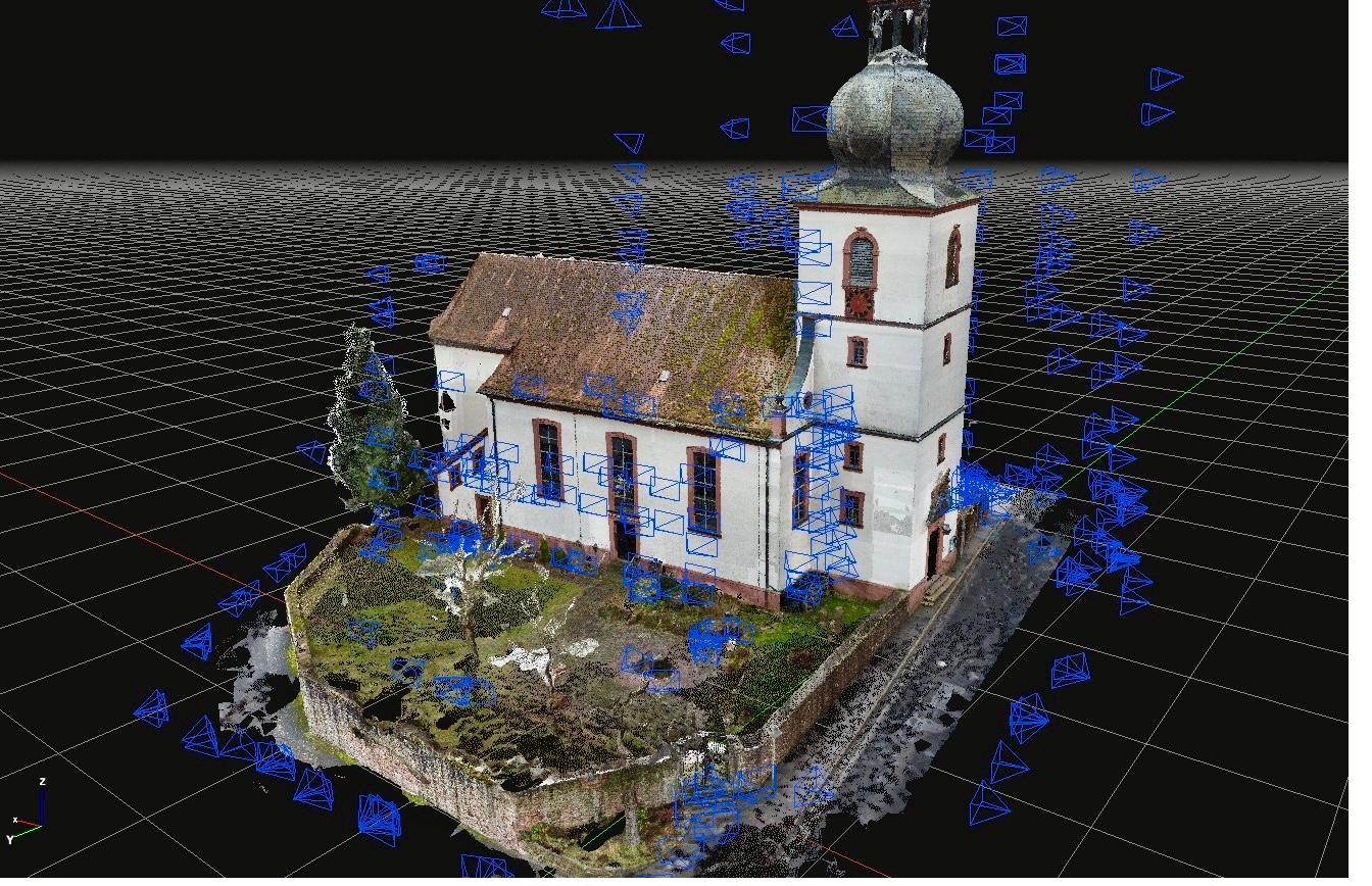 Photogrammetrisches 3D-Modell einer Kirche