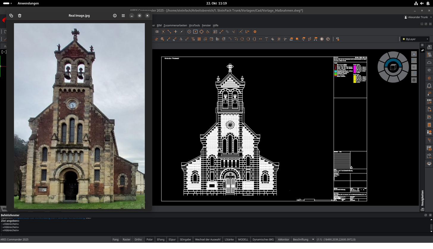 CAD-Aufmaß einer Kirchenfassade