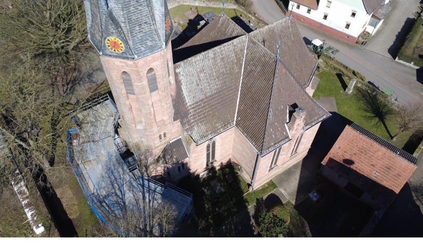 Kirche Schlüchtern-Elm aus der Luft